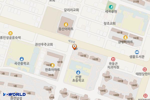 권선어린이공원(어공1호) 위치 지도 — 경기도 수원시 권선구 권광로 55(권선동)