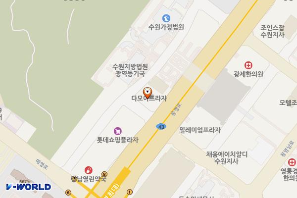 다모아프라자 위치 지도 — 경기도 수원시 영통구 봉영로 1587(영통동)