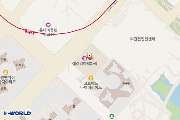갤러리아 광교 위치 지도 — 경기도 수원시 영통구 광교중앙로 124(하동)