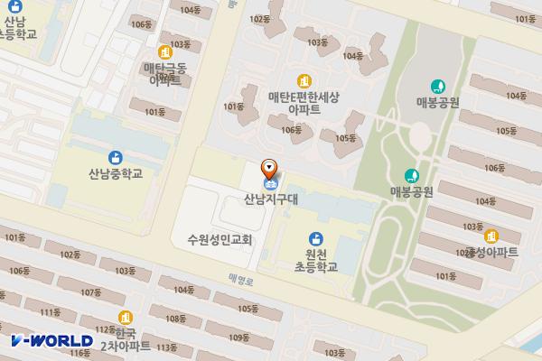 산남지구대 위치 지도 — 경기도 수원시 영통구 매영로 93-18(매탄동)