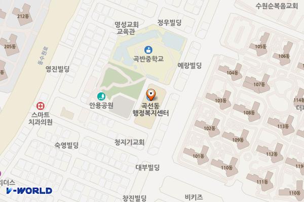 곡선동행정복지센터 위치 지도 — 경기도 수원시 권선구 동수원로146번길 174(곡반정동)