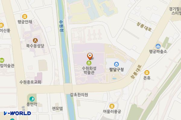 수원화성박물관(지하1층) 위치 지도 — 경기도 수원시 팔달구 창룡대로 21, 수원화성박물관 (매향동)