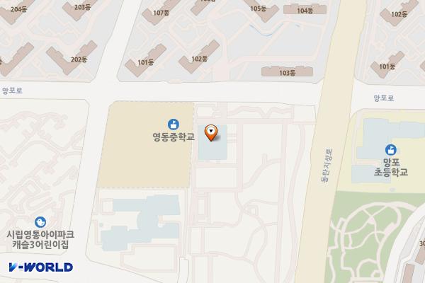 망포글빛도서관 위치 지도 — 경기도 수원시 영통구 망포로 100, 망포글빛도서관 (망포동)