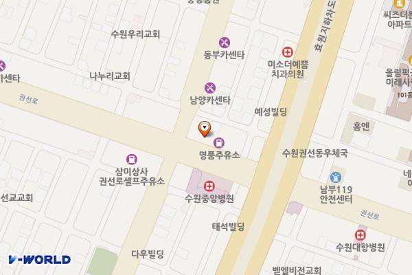 명품주유소 위치 지도 — 경기도 수원시 권선구 권선로 651 (권선동)