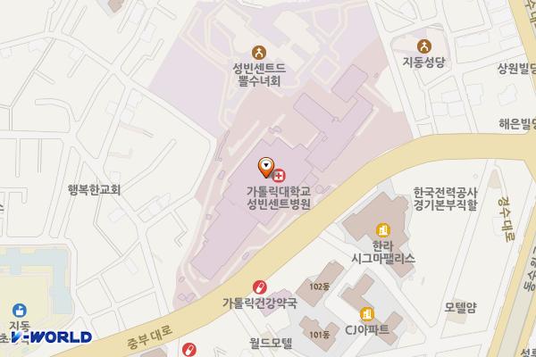 성빈센트병원 위치 지도 — 경기도 수원시 팔달구 중부대로 93, 성빈센트병원 (지동)