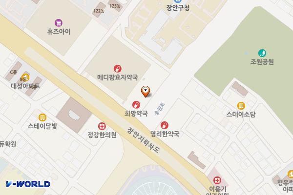 메가플러스 위치 지도 — 경기도 수원시 장안구 송원로 81(조원동)