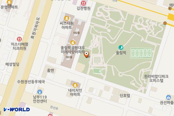 인도래 위치 지도 — 경기도 수원시 권선구 효원로 240, 88배드민턴클럽 (권선동)