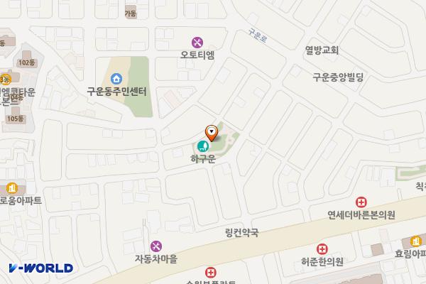 구운2호(하구운어린이공원) 위치 지도 — 경기도 수원시 권선구 금호로189번길(구운동)