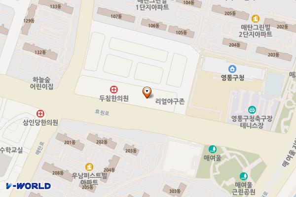 밀레니엄프라자 위치 지도 — 경기도 수원시 영통구 효원로 393(매탄동)