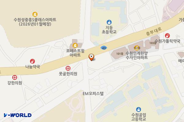 팔달주유소 위치 지도 — 경기도 수원시 팔달구 중부대로 64 (인계동)