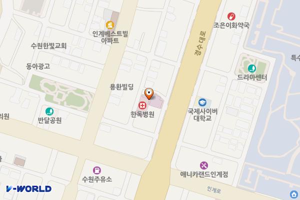 한독병원 위치 지도 — 경기도 수원시 팔달구 경수대로 487, 한독병원 (인계동)