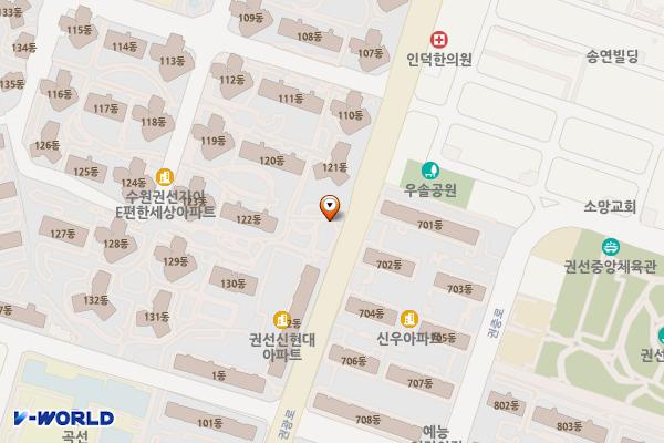 아우름 위치 지도 — 경기도 수원시 권선구 권광로 43, 아우름 (권선동)