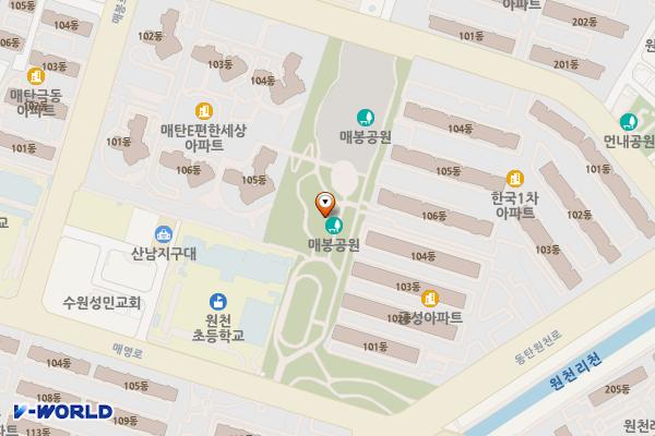 먼내(매봉공원) 위치 지도 — 경기도 수원시 영통구 동탄원천로1109번길 61(매탄동)