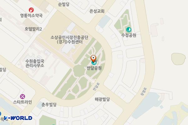 반달 위치 지도 — 경기도 수원시 영통구 반달로 77(영통동)