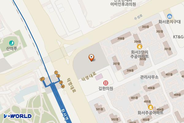 화서환승 위치 지도 — 경기도 수원시 팔달구 덕영대로 691-13(화서2동)