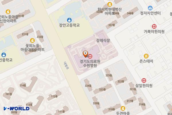 수원병원본관1층남쪽 위치 지도 — 경기도 수원시 장안구 수성로245번길 69, 경기도립수원의료원 (정자동)