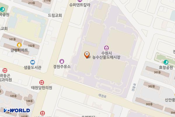 농수산물도매시장 위치 지도 — 경기도 수원시 권선구 세권로 243, 수원시농수산물도매시장 (권선동)