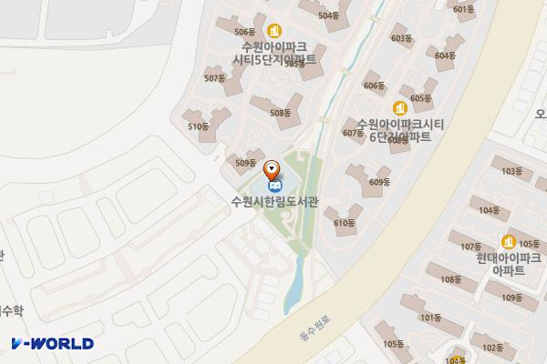 한림도서관 위치 지도 — 경기도 수원시 권선구 동수원로25번길 32-110, 한림도서관 (권선동)