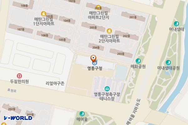 영통구청 위치 지도 — 경기도 수원시 영통구 효원로 407(매탄동)