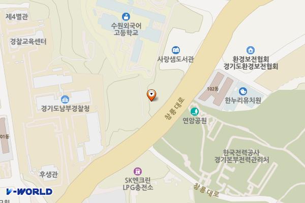 (주)한미석유 성광주유소 위치 지도 — 경기도 수원시 영통구 창룡대로 243(이의동)