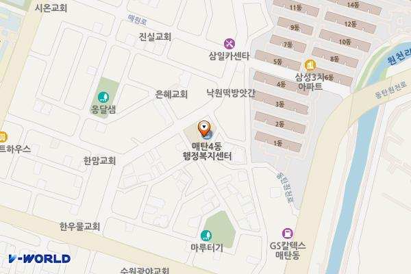 매탄4동행정복지센터 위치 지도 — 경기도 수원시 영통구 산남로 26-4(매탄동)