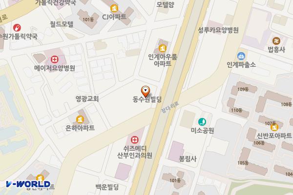 동수원빌딩 위치 지도 — 경기도 수원시 팔달구 경수대로 549(인계동)