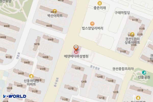 에덴메디여성병원 위치 지도 — 경기도 수원시 권선구 동수원로 220, 에덴메디빌 (권선동)