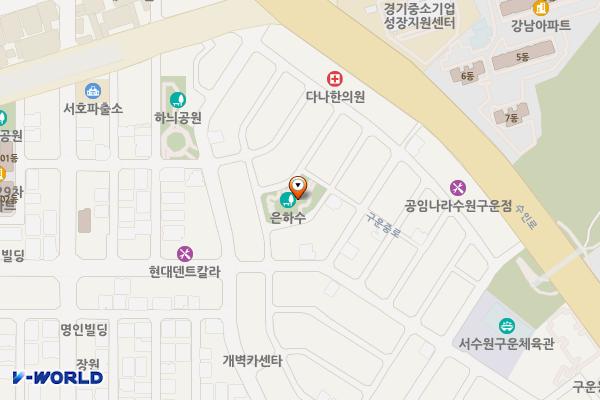 구운1호(은하수어린이공원) 위치 지도 — 경기도 수원시 권선구 구운로86번길 20-21(구운동)