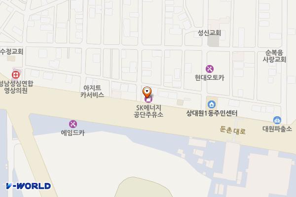SK공단주유소 위치 지도 — 경기도 성남시 중원구 둔촌대로 413 (상대원동)