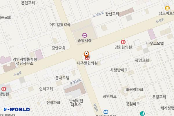 SR프라자빌딩 위치 지도 — 경기도 성남시 수정구 수정로 106 (수진동)