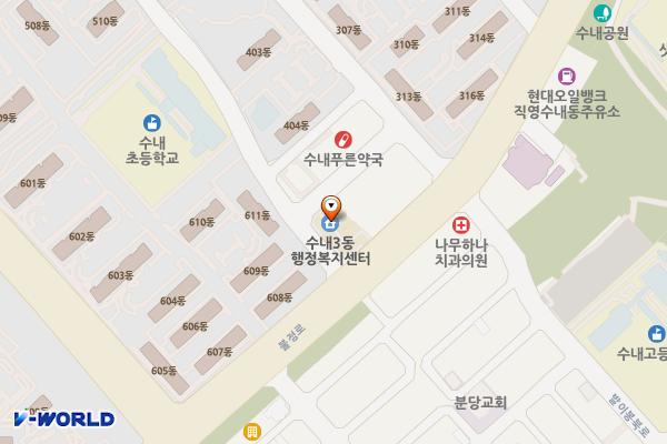 수내3동행정복지센터 위치 지도 — 경기도 성남시 분당구 돌마로356번길 43 (수내동)