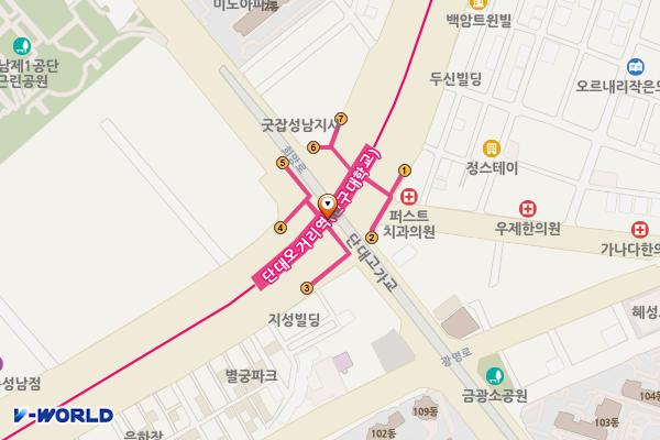 지하철 8호선 단대오거리역 위치 지도 — 경기도 성남시 수정구 산성대로 B365