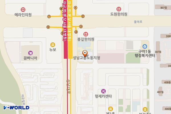 중부지방고용노동청 성남지청 위치 지도 — 경기도 성남시 분당구 성남대로 146, 성남고용노동지청 (구미동)