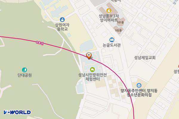 민방위안전체험센터 위치 지도 — 경기도 성남시 수정구 논골로 11번길 8-3 (단대동)