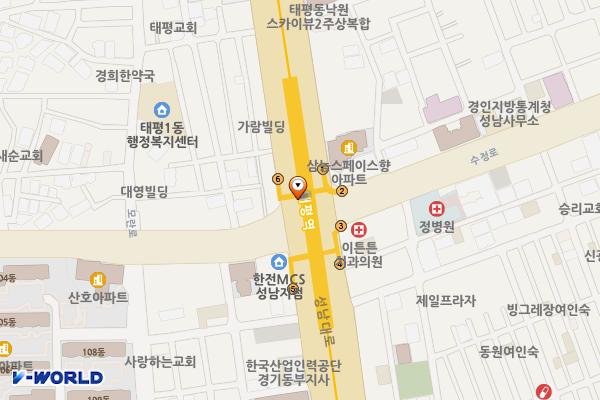 지하철 분당선 태평역 위치 지도 — 경기도 성남시 수정구 성남대로 지하 1229번지 (수진동)