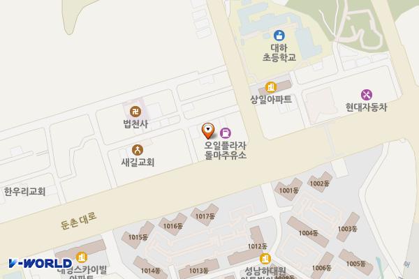 HD현대오일뱅크㈜오일프라자 돌마주유소 위치 지도 — 경기도 성남시 중원구 둔촌대로 295 (하대원동)
