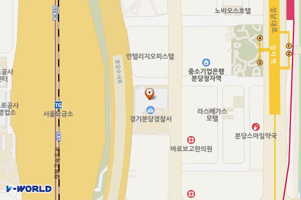 분당경찰서 종합민원실 위치 지도 — 경기도 성남시 분당구 정자일로 165, 분당경찰서 (정자동)