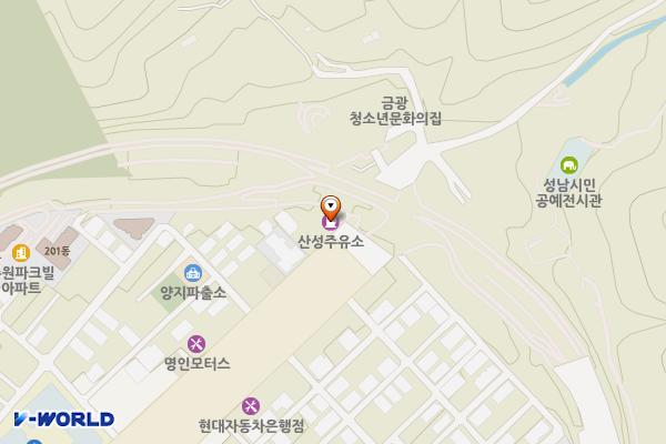GS칼텍스(주)산성주유소 위치 지도 — 경기도 성남시 수정구 산성대로 607 (양지동)