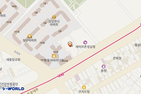 한신프라자오피스텔 위치 지도 — 경기도 성남시 수정구 산성대로331 (신흥동)