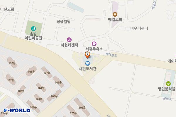 분당(서현)도서관 위치 지도 — 경기도 성남시 분당구 중앙공원로 77 (서현동)