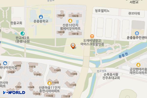 운중도서관 위치 지도 — 경기도 성남시 분당구 판교원로 81번길9 (운중동)