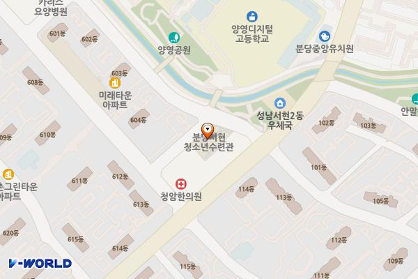 분당서현청소년수련관 위치 지도 — 경기도 성남시 분당구 불정로 386번길 38 (서현동)
