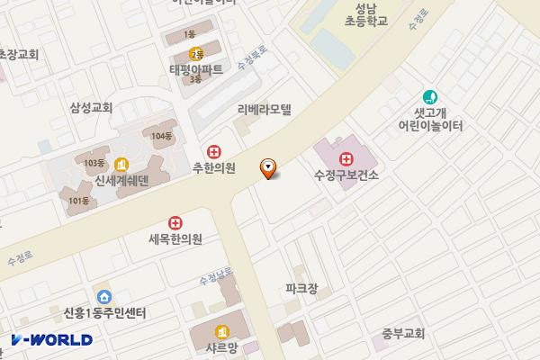 제중빌딩 위치 지도 — 경기도 성남시 수정구 수정로 210 (신흥동)