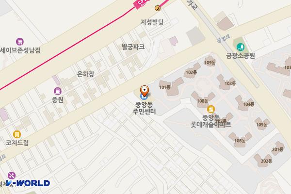 중앙동행정복지센터 위치 지도 — 경기도 성남시 중원구 광명로264번길 1 (중앙동)