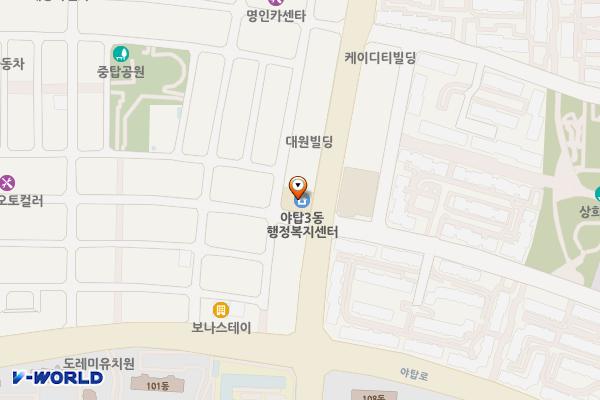 야탑3동행정복지센터 위치 지도 — 경기도 성남시 분당구 야탑로167번길 12 (야탑동)