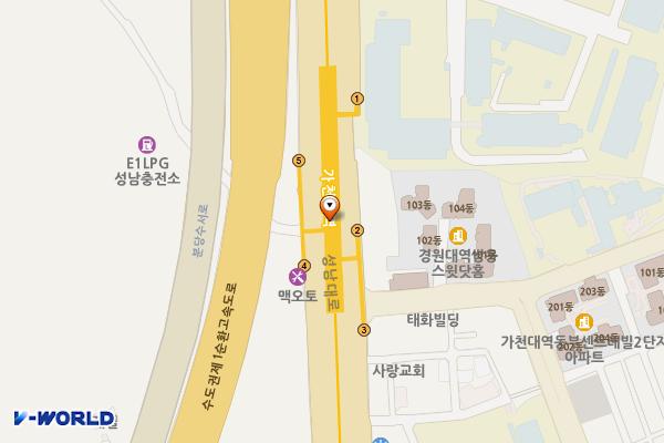 지하철 분당선 가천대역 위치 지도 — 경기도 성남시 수정구 성남대로 지하1332번지 (태평동)