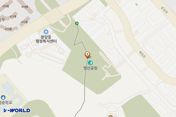 맹산공원(법기사 입구) 위치 지도 — 경기도 성남시 분당구 분당동 64-1