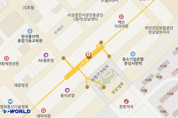 지하철 분당선 서현역 위치 지도 — 경기도 성남시 분당구 성남대로 지하 601 (서현동)