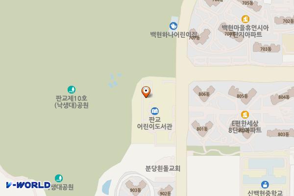 판교어린이도서관 위치 지도 — 경기도 성남시 분당구 판교역로 75 (백현동)