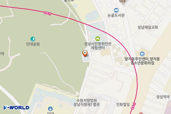 단대공원(민방위교육장 뒤 어린이놀이터 옆) 위치 지도 — 경기도 성남시 수정구 단대로16번길 25 (단대동)